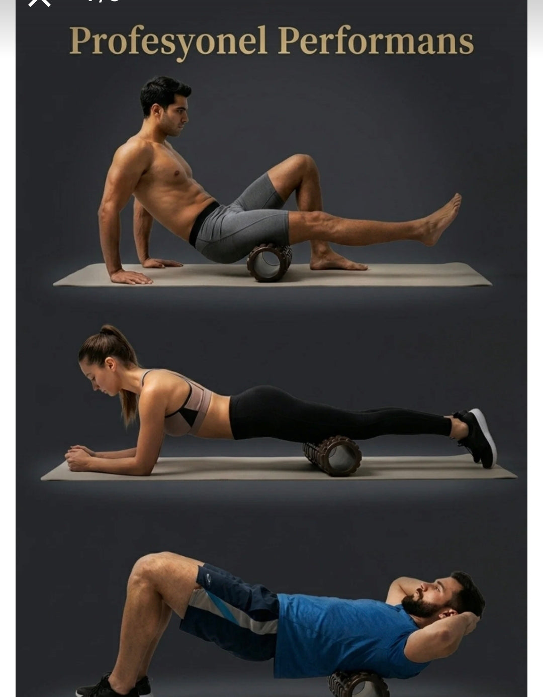 Masaj Rulosu Orta Sert – Spor Sonrası Kas Gevşetici Yoga Pilates Fitness Masaj Köpüğü